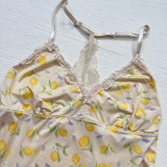 Laura Ashley Lemon Print Lace Cami Tank Top, Size XL - Picture 2 of 8